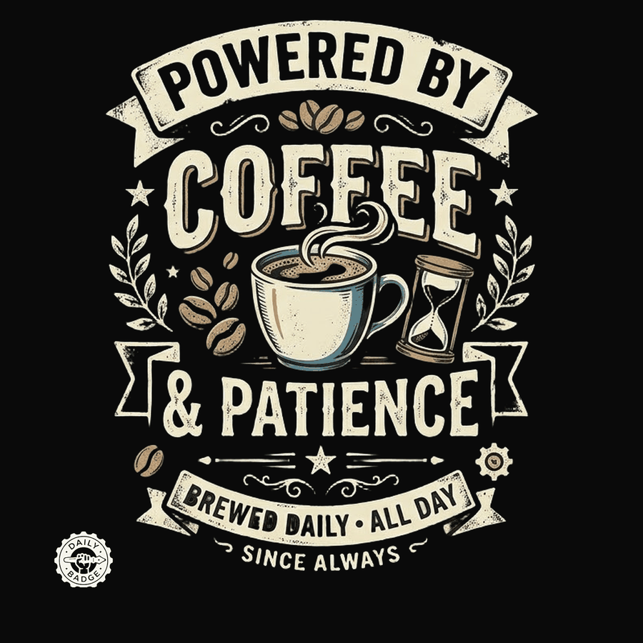 Powered by Coffee and Patience teacher tee preview