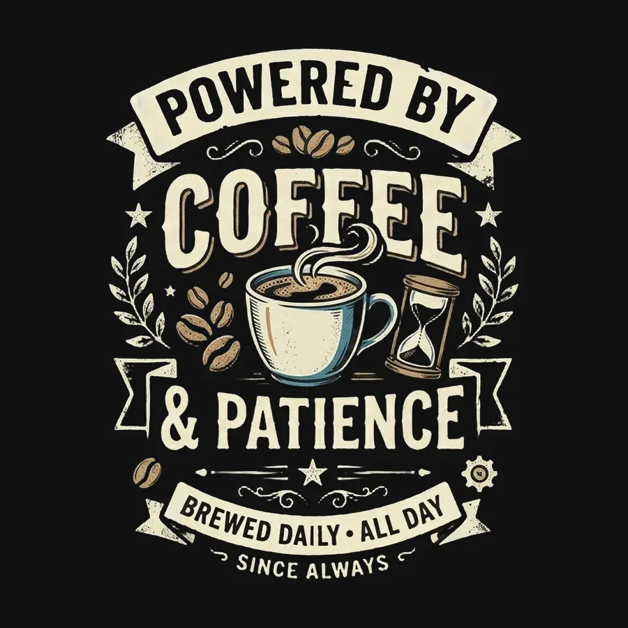 Powered by Coffee and Patience teacher tee preview